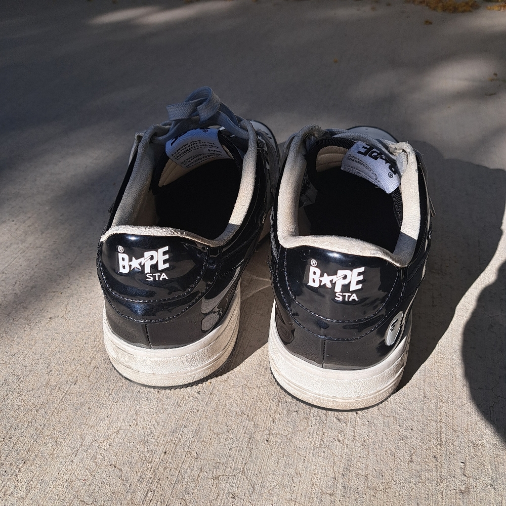 A Bathing Ape Bapesta Low Patent Black Sneaker Mens Shoes Size 12 - Picture 4 of 10